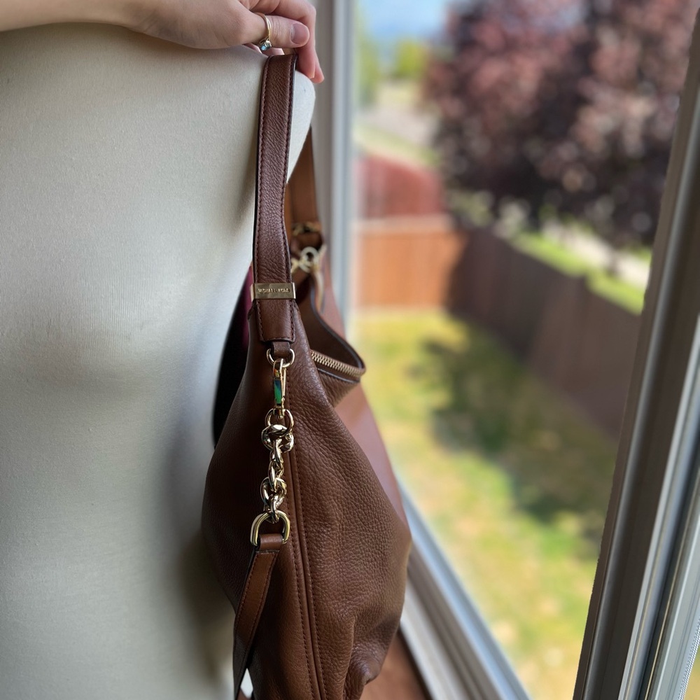Michael Kors Brown Leather Shoulder Hobo Bag - Picture 3 of 6